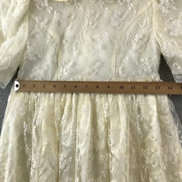 Vintage Girls Gunne Sax Blush Pink Lace Dress 1970‎ 1980 USA Made Size 7 - Picture 8 of 11